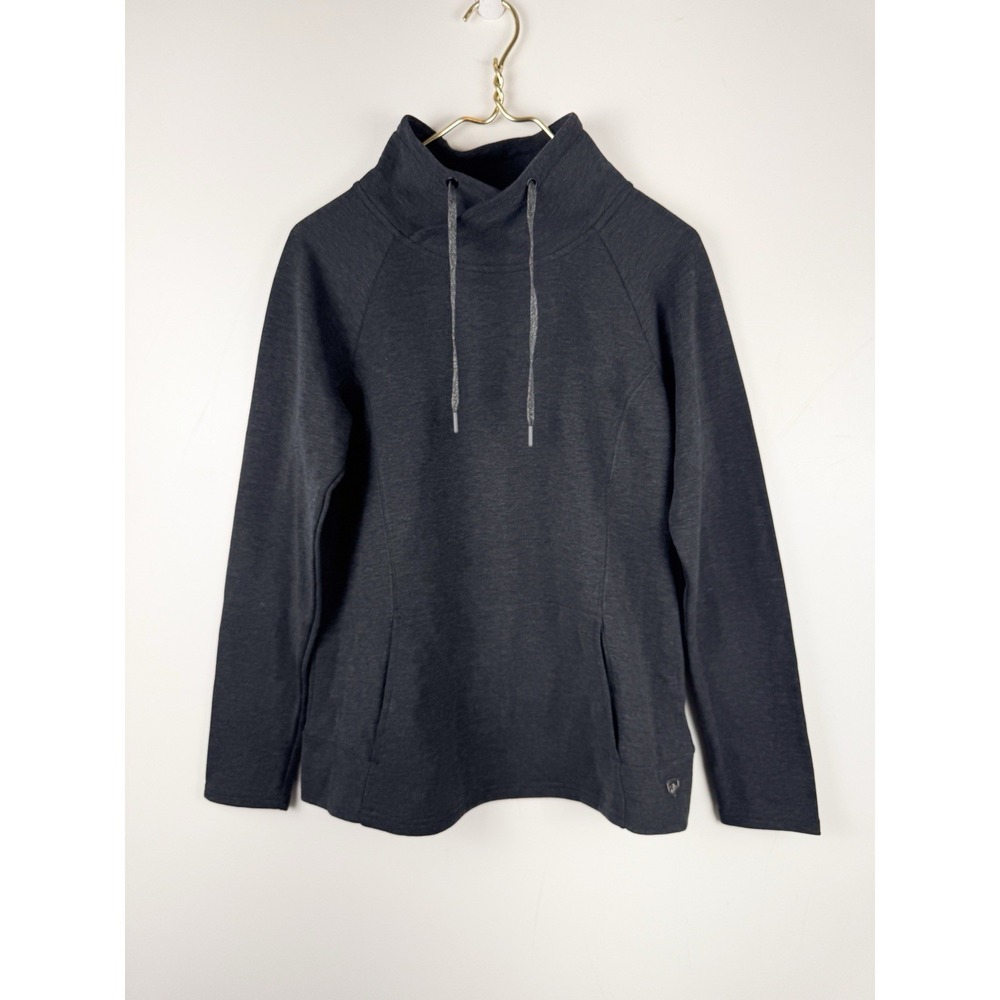 KUHL Size Medium M Charcoal Heather Gray Cowl Neck Hoodie Pullover Tencel Sweats